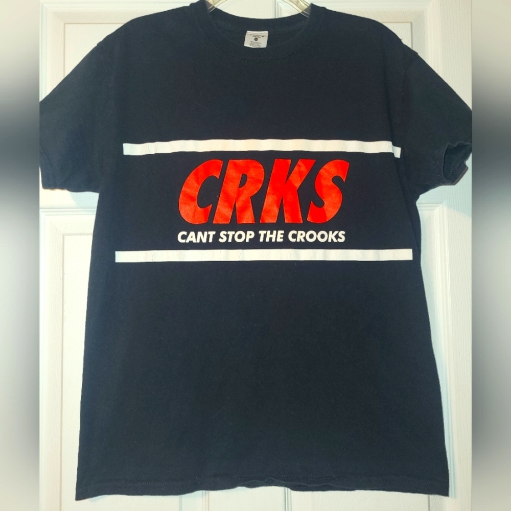 Crooks & Castles CRKS Black T-Shirt with Red Logo Size Medium